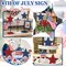 4th of July Wooden Star Set – 3-Piece Rustic Patriotic Tiered Tray & Tabletop Decorations for Memorial Day, Independence Day, Home, Red White & Blue (Retro Style)